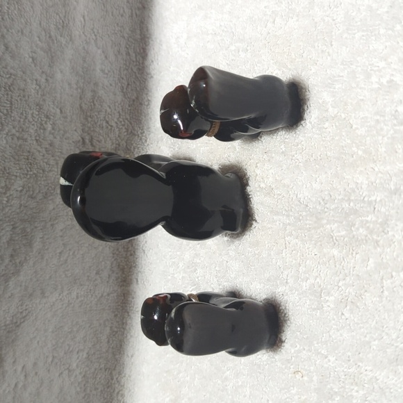 Vintage Ceramic Skunk Family of 3 Black/Brown Tones - Picture 4 of 8